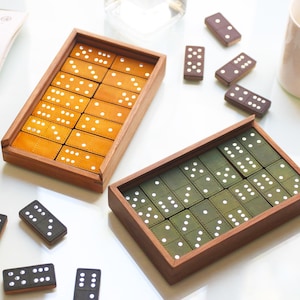 Premium Dominoes Set, Double Six Wooden Dominoes, 28 Pieces Wooden Dominoes Double Six, Classic Domino Board Game, Personalised Gift for Him