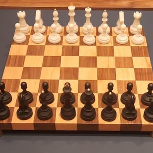 Deluxe 16.5&quot; Chess Set, Walnut-Beechwood Chess Board – Resin Chess Pieces – Perfect Gift for Him