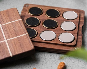 Gioco da tavolo in legno Ti-Ta-To - Gioco X.O.X - Gioco classico in legno - Ottone in legno lavorato a mano - Gioco Crossnought - Set di giochi da tavolo