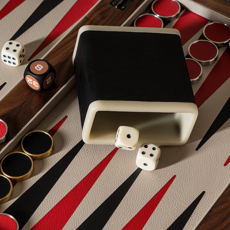 Premium Backgammon Set - Walnut Brass Leather Backgammon - 14