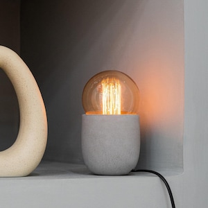 Sunrise Table Lamp - Dimmable Desk Lamp - Concrete Table Lamp - Unique Table Lamp - Small Lamp for Bedroom - Edison Lamp