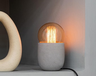 Sunrise Table Lamp - Dimmable Desk Lamp - Concrete Table Lamp - Unique Table Lamp - Small Lamp for Bedroom - Edison Lamp