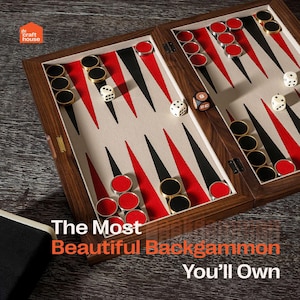 Premium Backgammon Set - Walnut Brass Leather Backgammon - Large 18&quot;Inch Backgammon Board Game - Wooden Backgammon Set - Luxury Gift for Him