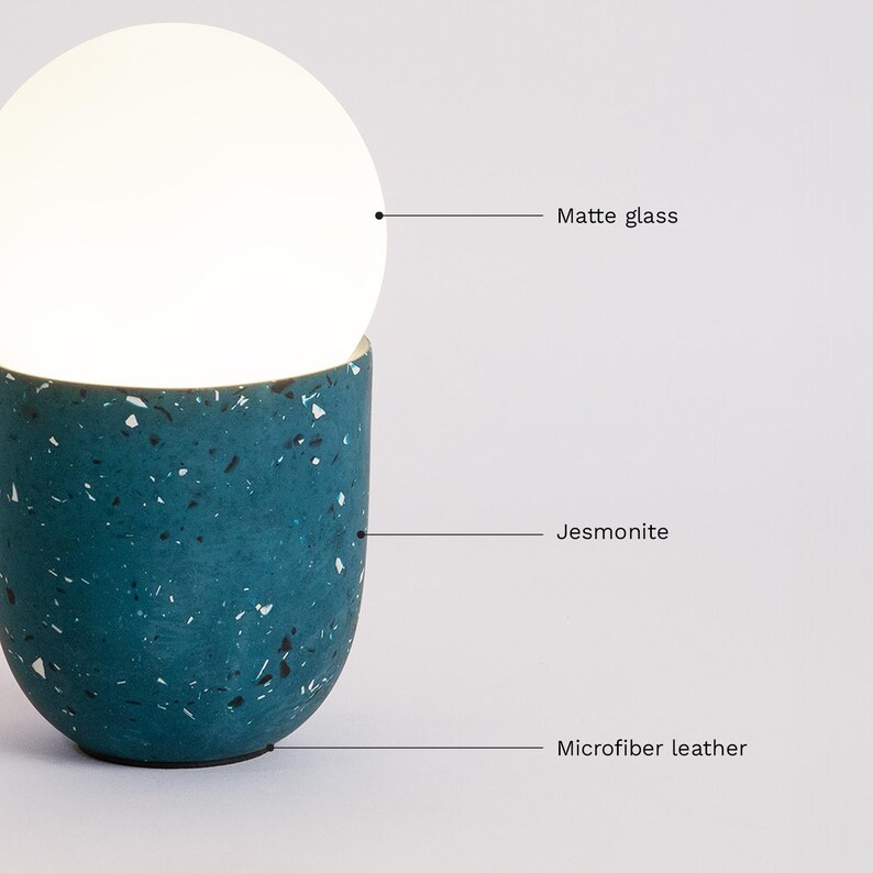 Elegant Terrazzo Table Lamp, Opal Glass, Bedside Led Light for ...