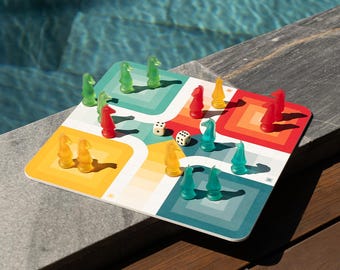 Personalized Ludo Board Game - Premium Ludo Game - Lumina Horse Race - Handmade Epoxy Resin Ludo - Ludo Strategy Board Game - Cờ Cá Ngựa