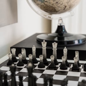 Handmade Chess Set, Monochrome Chess Set, Resin Chess Pieces, 11inch Personalized Chess Board, The King size 2.75", Premium Gift for Him image 9