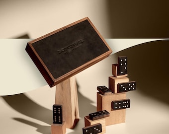 Domino-spelset van leer – Double 6 Classic domino, premium familie- en buitenspel, cadeau voor vrienden, op voorraad