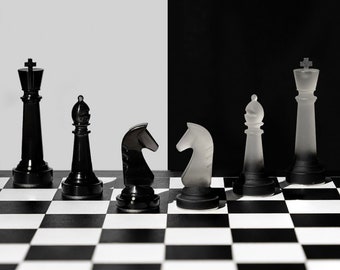 Jeu d'échecs fait main, jeu d'échecs monochrome, pièces d'échecs en résine, jeu d'échecs personnalisé, le King size 2,75 po, cadeau premium pour lui