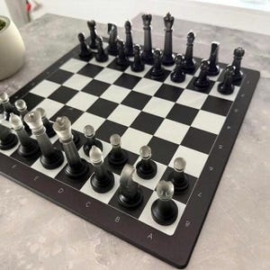 Handmade Chess Set, Monochrome Chess Set, Resin Chess Pieces, 11inch Personalized Chess Board, The King size 2.75", Premium Gift for Him image 19