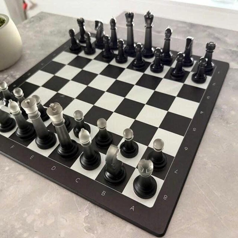 Handmade Chess Set, Monochrome Chess Set, Resin Chess Pieces, 11inch Personalized Chess Board, The King size 2.75", Premium Gift for Him image 19