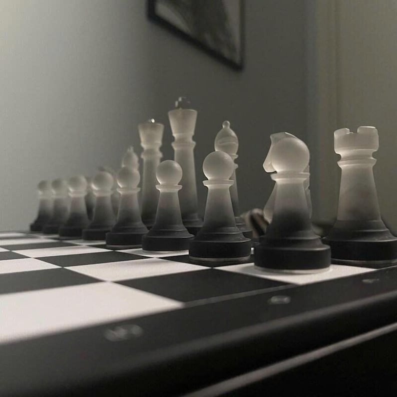 Handmade Chess Set, Monochrome Chess Set, Resin Chess Pieces, 11inch Personalized Chess Board, The King size 2.75", Premium Gift for Him image 18