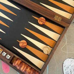Backgammon Board Game, Walnut/Beech Wood, Microfiber Leather Backgammon Set, Large Backgammon Board, Luxury Gift for Him