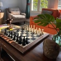 Luxury Tournament Chess Set, Large Chess Board, Gorgeous Walnut Brass Chess Set, Resin Chess Pieces, King size 3.6", Premium Gift for Him