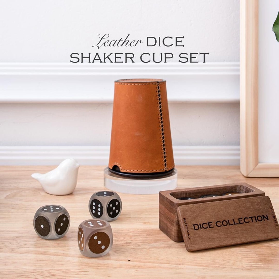 Leather Backgammon Dice Cups High Quality Leather & Wood Resin Material