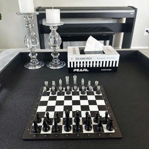 Handmade Chess Set, Monochrome Chess Set, Resin Chess Pieces, 11inch Personalized Chess Board, The King size 2.75", Premium Gift for Him image 14