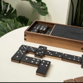 Premium Dominoes Set, Walnut Leather Dominoes, Personalized Dominoes Set, Wooden Dominoes Pieces, Family Board Game, Christmas Gift