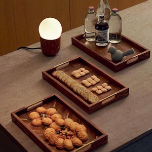 Handmade Black Walnut Serving Trays, Small Puzzle Wood Tray,  Living Room Decor, Decorative Ottoman Tray, Wooden Serving Tray With Handles