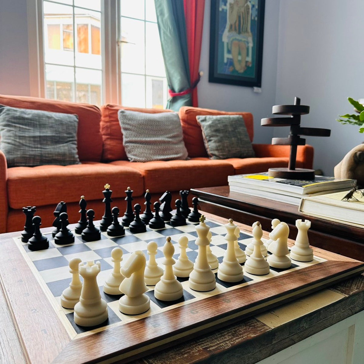 Walnut Brass Chess Set