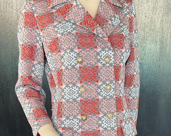 1970s Sears gray and orange pantsuit vintage small