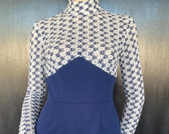 Mono corto vintage azul y blanco de los años 70, fabricado por sindicatos, talla pequeña.