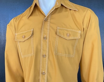 1970s Jandy Place goldenrod mens shirt vintage medium