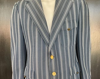1970s blue and white sport coat men’s vintage 44L