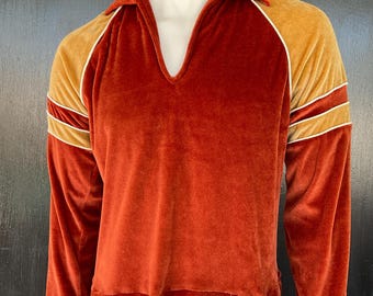 Sweter męski Townsley z lat 70. w kolorze rdzawo-brązowym, vintage, rozmiar średni