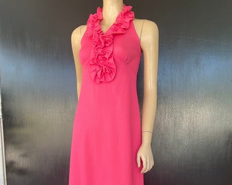 1970s pink maxi dress