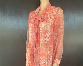 1970s pink and peach dress