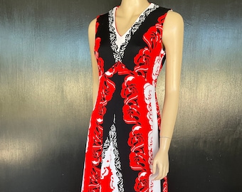 1970s red, black and white dress