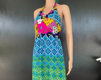 1970s multicolor maxi dress