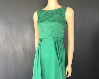 1950s green floral dress