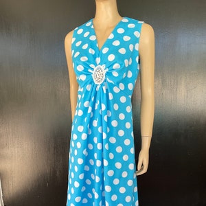 1970s blue and white dress