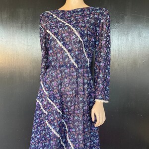 1980s blue floral dress