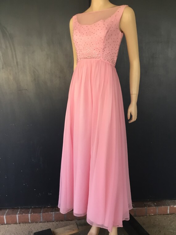 1960s pink chiffon gown