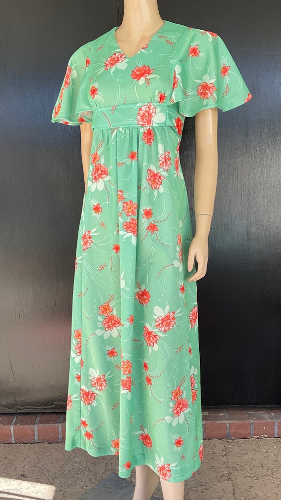 1970s green and orange dress