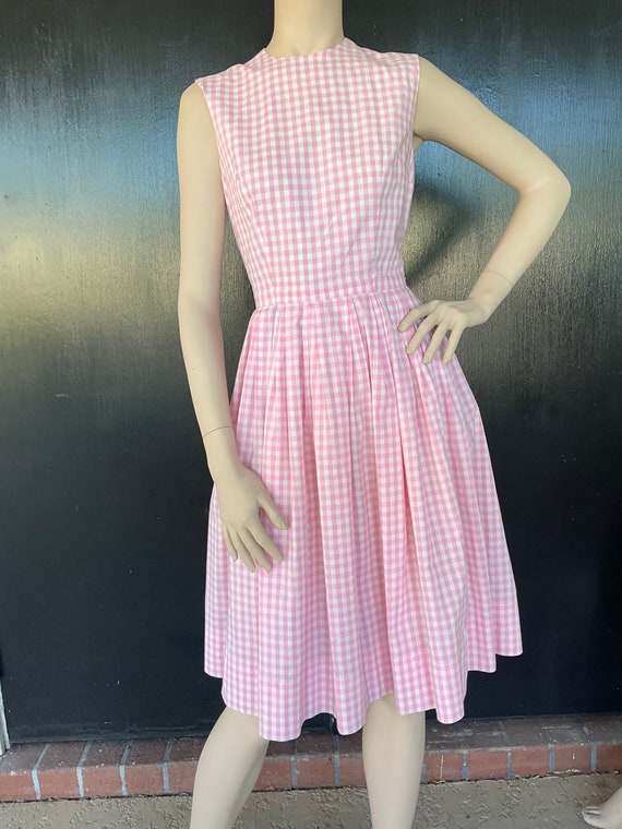 1960s pink and white dress