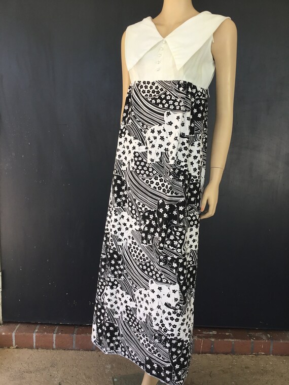 1970s black and white maxi dress