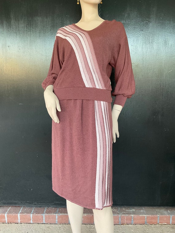 1980s mauve Savion sweater dress