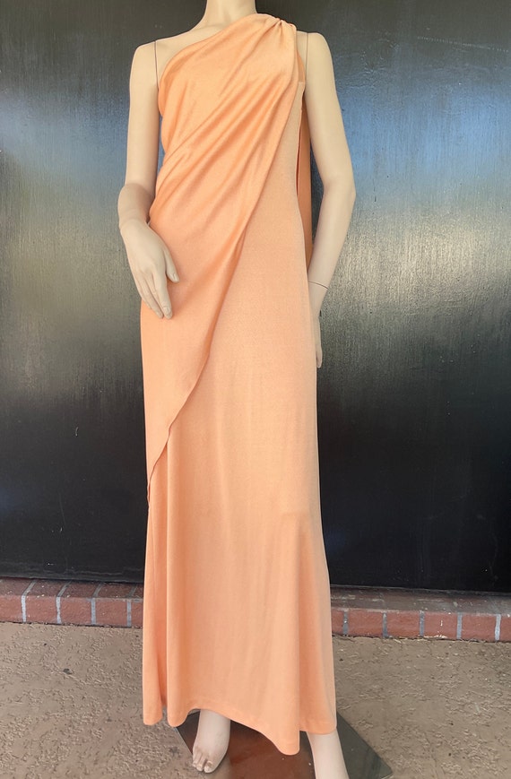 1970s light orange dress - image 2