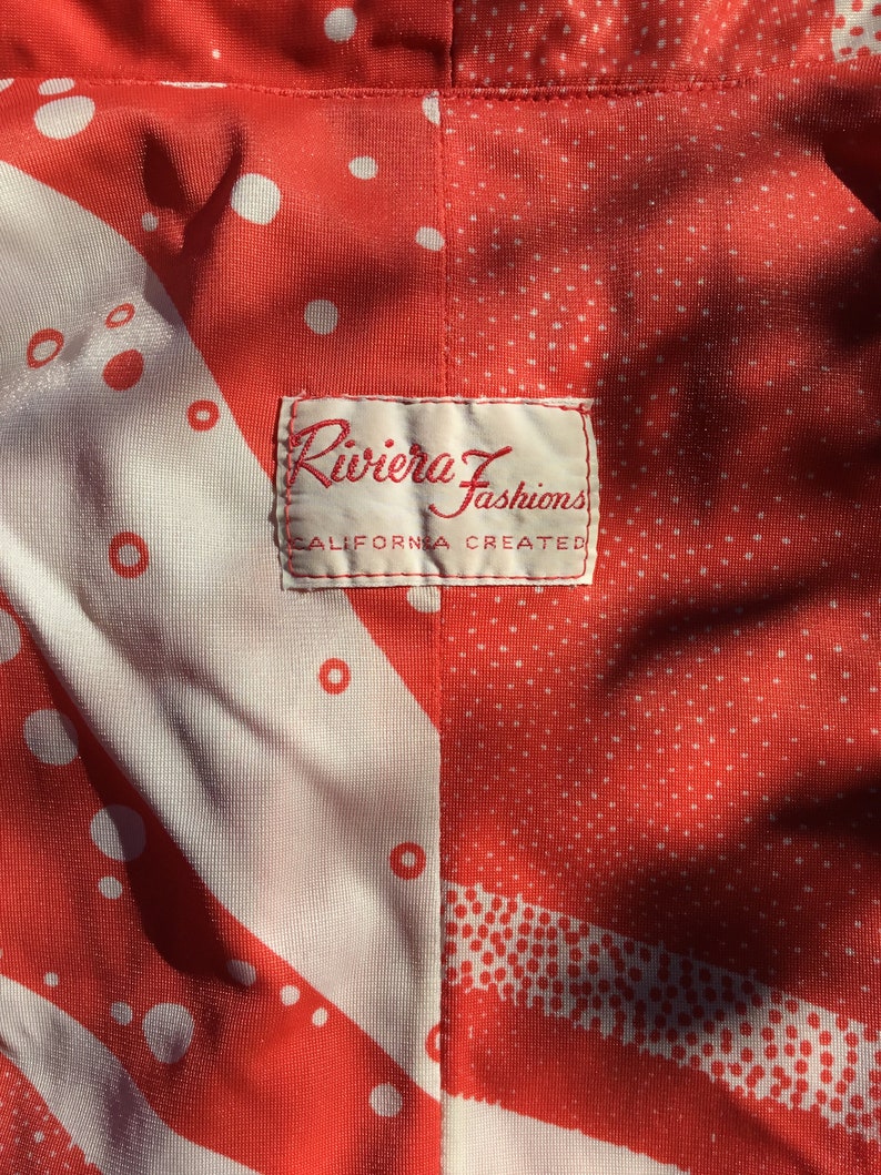 1970s orange and white Riviera Fashions maxi dress