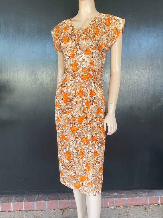 1950s brown and orange dress