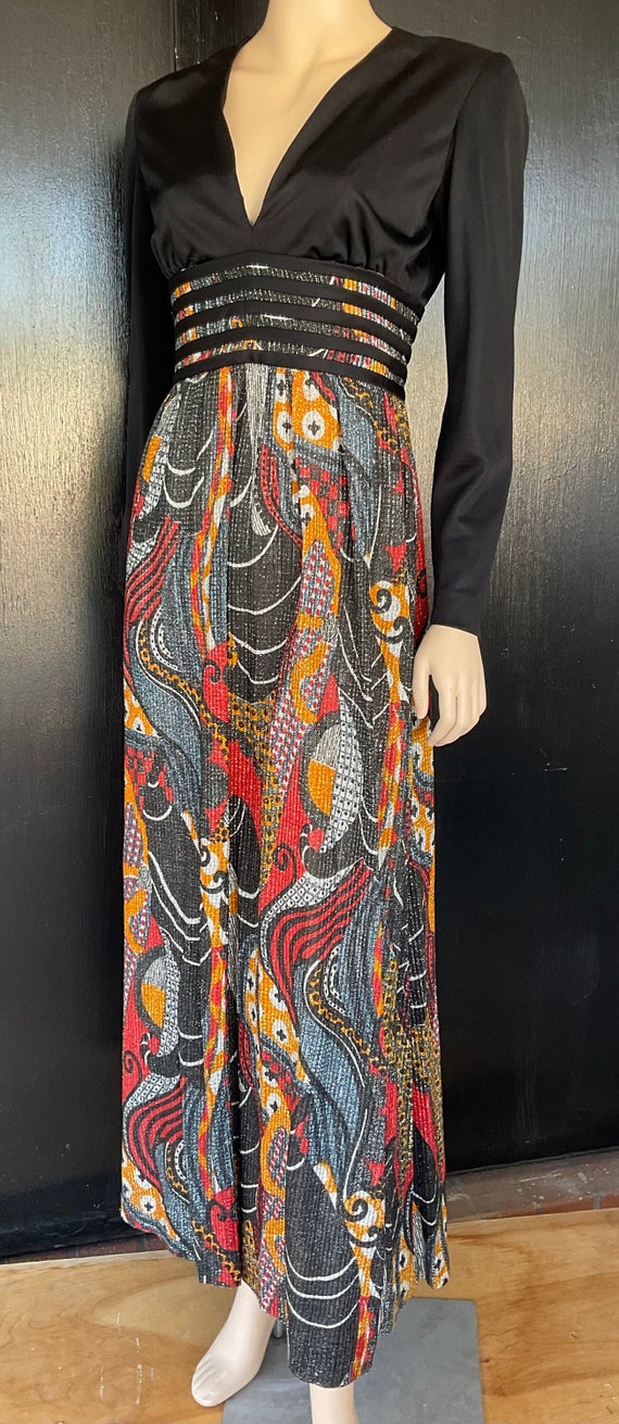 1970s black Futura Couture maxi dress