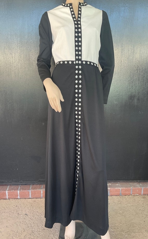 1970s black and white Connections dress