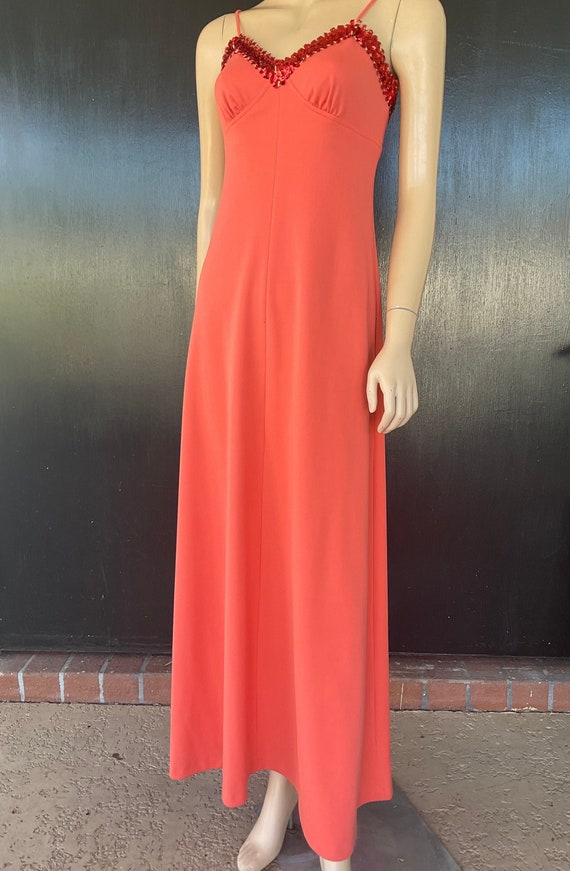 1970s salmon maxi dress