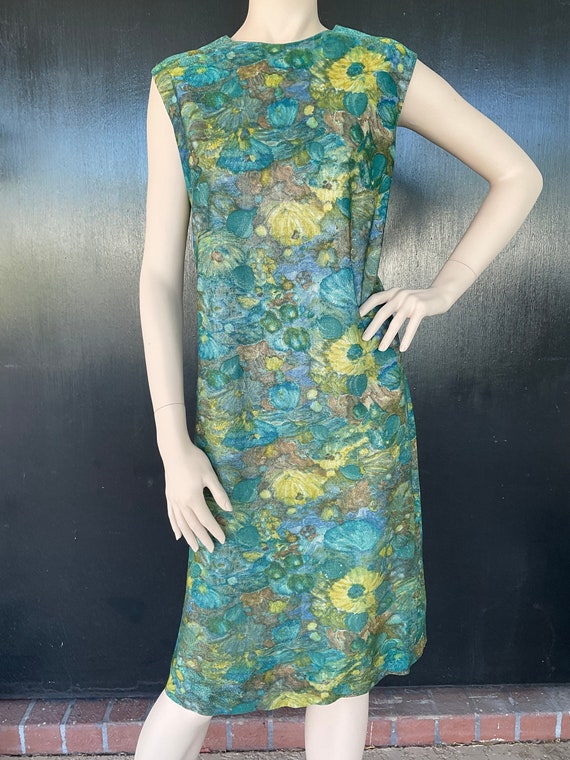 1960s green and turquoise dress