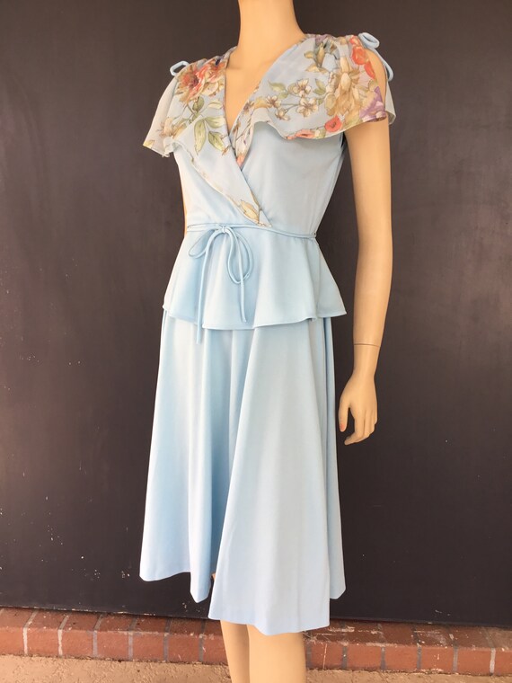 1970s powder blue pullover dress
