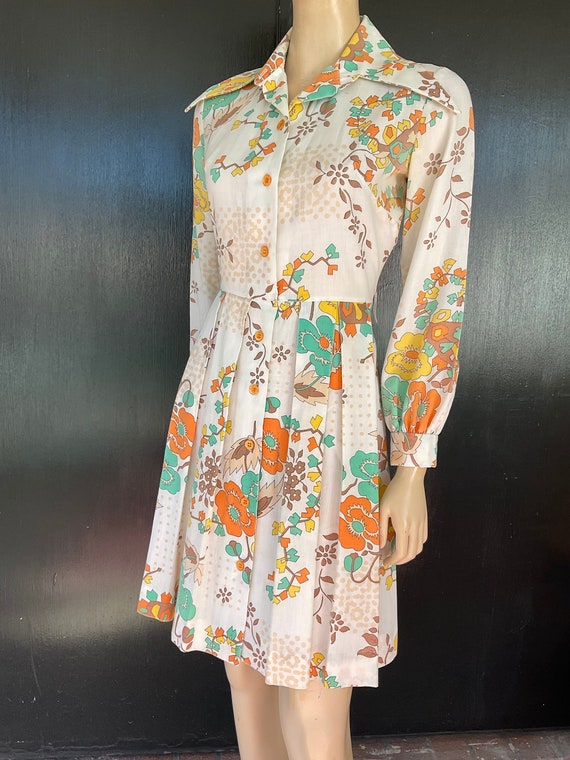 1960s white, orange and yellow Sears dress