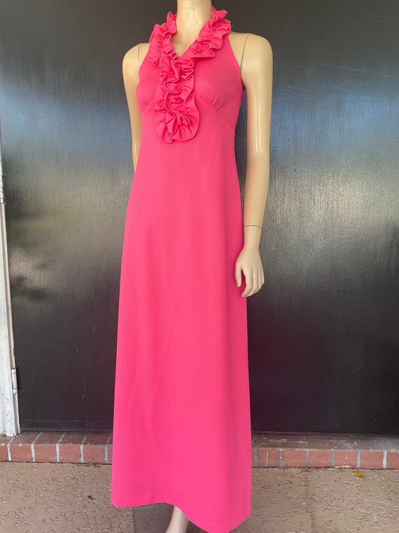 1970s pink maxi dress