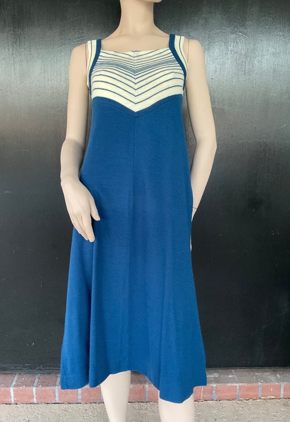 1970s blue and off white Raffine dress